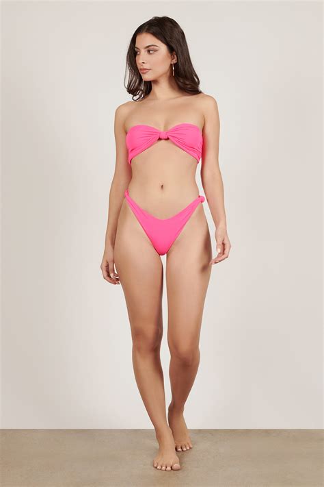 Knot For You Bandeau Bikini Set In Hot Pink Tobi Us