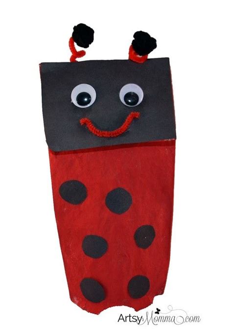Easy Paper Bag Ladybug Puppet For Imaginative Play Paper Bag Crafts