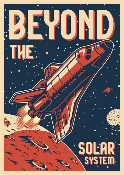 Retro Space Poster Space Travel Poster Space Wall Art Retro Etsy Uk