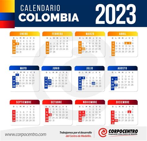 Calendario Pdf 2023 Con Dias Feriados Colombia Gambaran