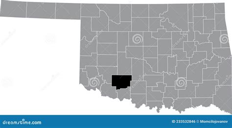 Location Map Of The Comanche County Of Oklahoma Usa Stock Vector