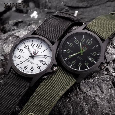 xinew brand outdoor mens date stainless steel military sports analog quartz army wrist watch