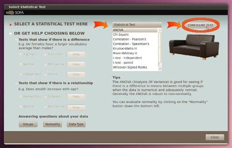 It is free, with an emphasis on ease of use, learn as you go, and beautiful output. help:stats_tests SOFA Statistics
