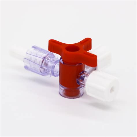3 Way Tube Red Check Valve Connector Stopcock With Luer Lock