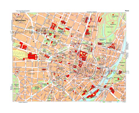 Detailed Map Of Central Part Of Munich City With Street Names Munich