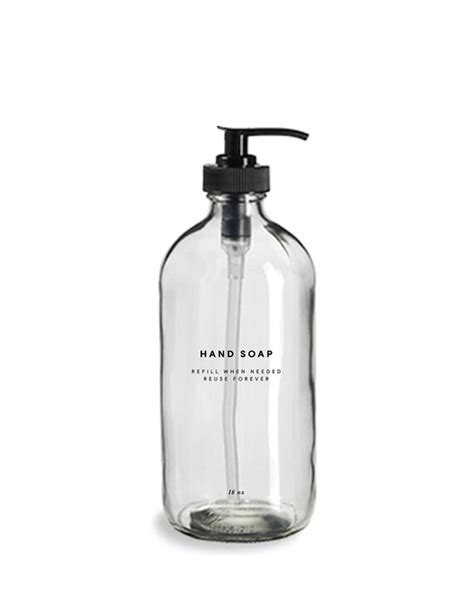 Hand Soap Bottle 16oz Glass Clear Refillable Reusable Etsy