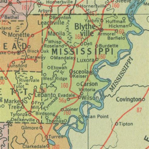 1956 Vintage Arkansas Map