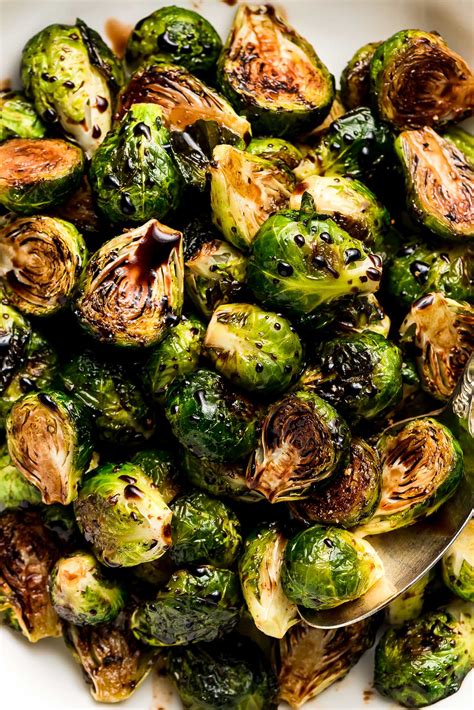 Roasted Brussels Sprouts With Balsamic Glaze Garnish And Glaze