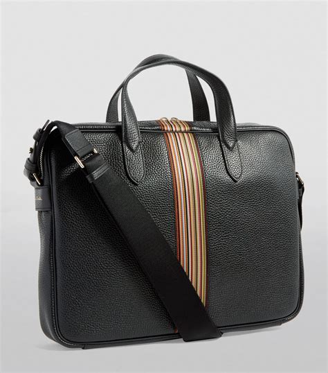 Paul Smith Black Leather Signature Stripe Briefcase Harrods Uk