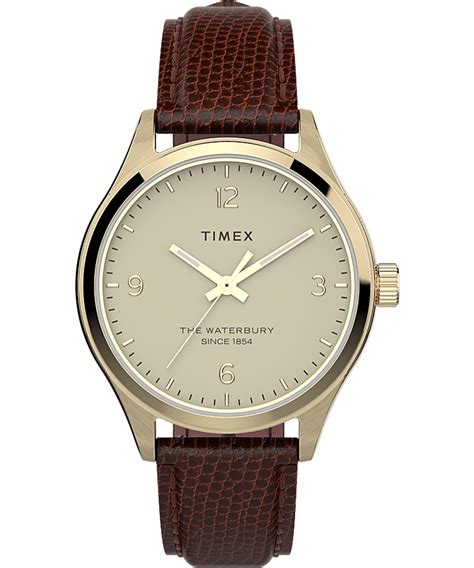Waterbury Traditional 34mm Leather Strap Watch Timex UK