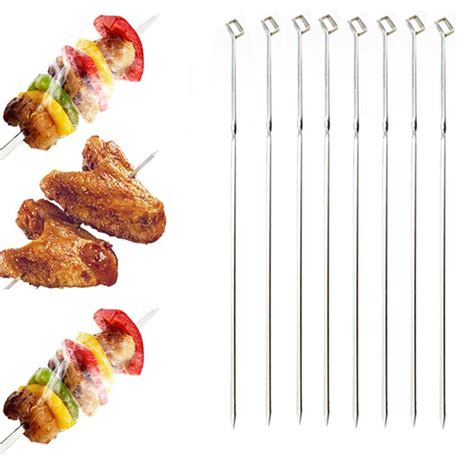 510pc Stainless Steel Bbq Skewers Barbecue Meat Prod Skidproof Handle