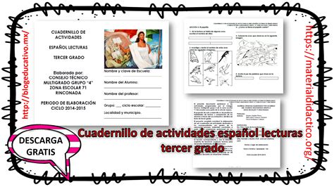 Cuadernillo De Actividades Español Lecturas Tercer Grado Material