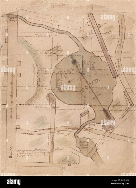 1840 Manuscript Map Of The Collect Pond And Five Points New York City