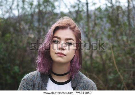 Young Beautiful Girl Purple Hair Black Stock Photo 795311050 Shutterstock