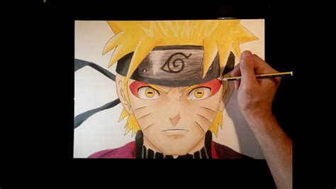 Cómo dibujar a Naruto modo Sabio Ermitaño con lápices de colores How