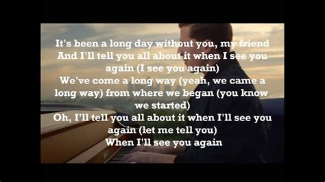 Wiz Khalifa See You Again Lyrics Youtube