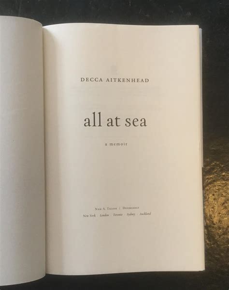 All At Sea By Decca Aitkenhead As New Hardcover 2016 1st Edition The Bookshop On The Heath Ltd
