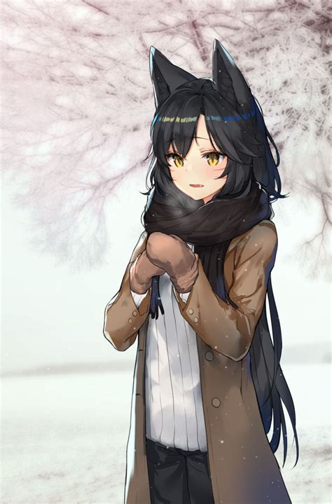 Neko Cute Anime Girl With Black Hair And Brown Eyes Hair