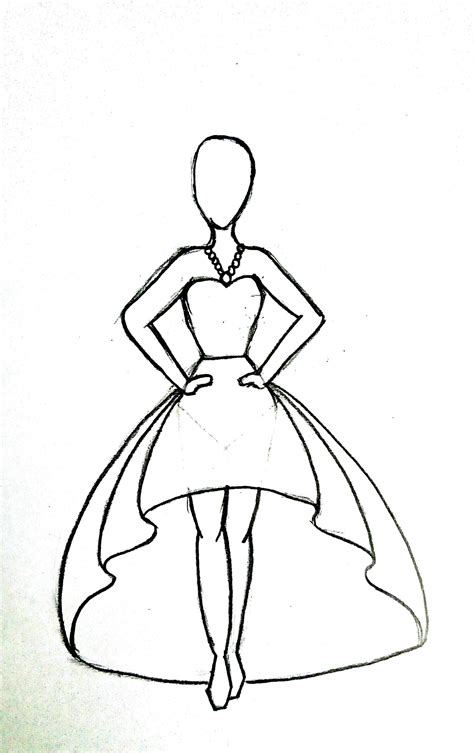 How To Draw Dress Sketches Step By Step For Kids Sketch Art Drawing