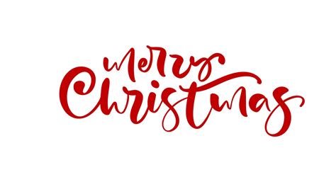 Merry Christmas Red Calligraphic Hand Drawn Lettering Text Vector
