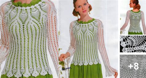 Elegante Blusa Puntada De Piña En Crochet ⋆ Manualidades Diy
