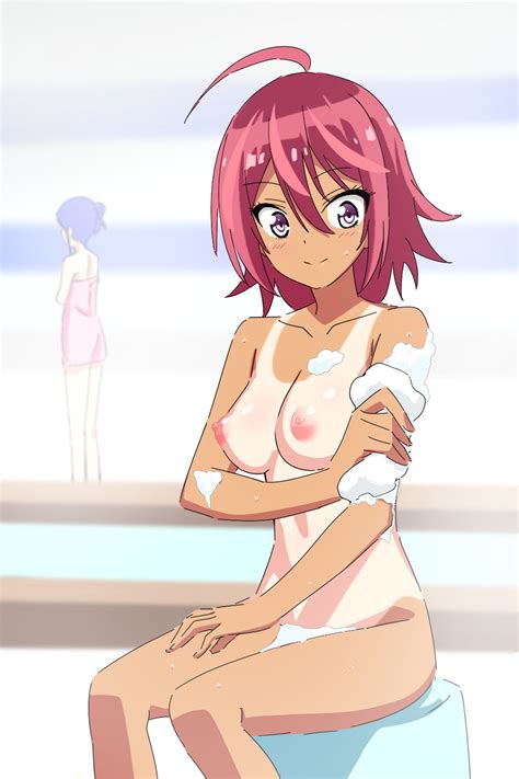 Takemoto Uruka Bokutachi Wa Benkyou Ga Dekinai Highres 1girl Dark Skin Nipples Nude