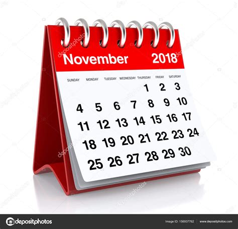 Calendario Noviembre De 2018 — Foto De Stock © Klenger 156937762