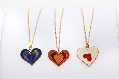 Enamel Hearts Vintage Necklace