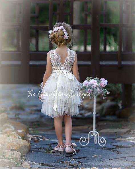 Tulle Flower Girl Dress Ivory Flower Girl Dress White Lace Flower