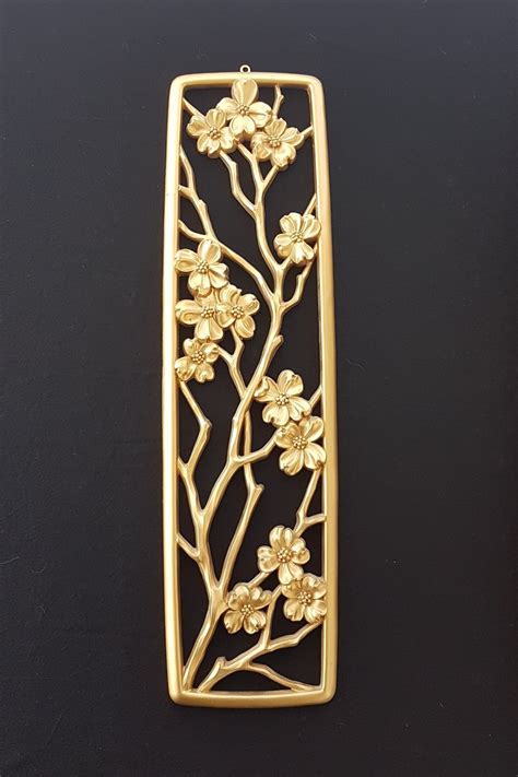 Four Seasons Floral Wall Art Mid Century Gold Resin Wall Plaques By Dart Industries 4773