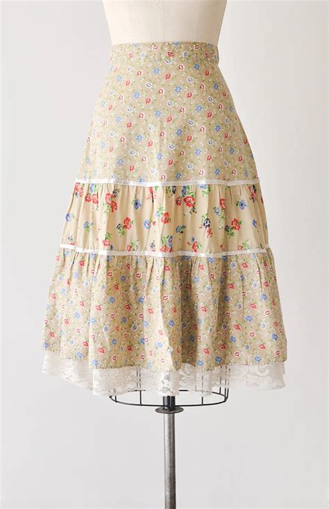 Vintage 1970s Floral Prairie Midi Skirt Woodlawn Skirt Adored