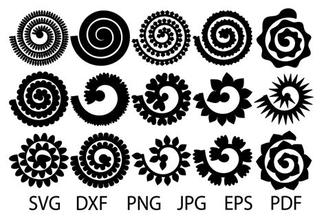 Rolled Flower Svg Flowers Template Rolled Paper Flowers Svg Flowers