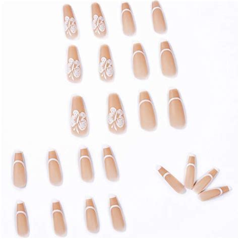 Vaveah 24 Pcs Matte Press On Nails Coffin With Glue Extra Long Matte