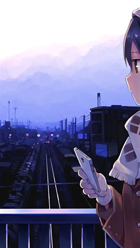 Anime Girl Train Station Winter Scarf Profile View Anime View