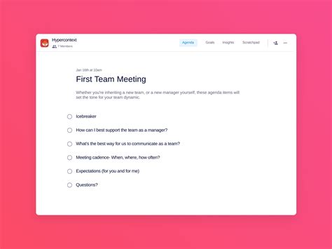 First Team Meeting Template 6 Topics And Ideas Hypercontext