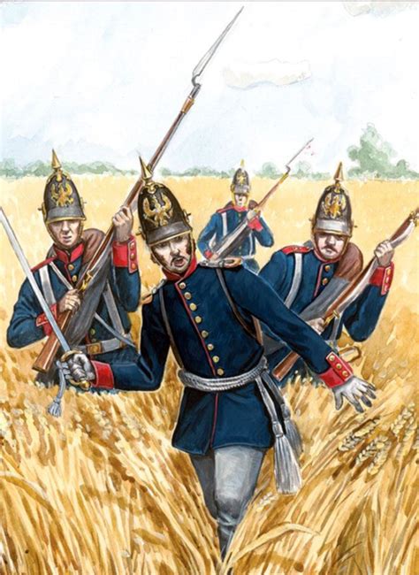 Prussian Infantry Advancing Through A Wheatfield Military Art Army
