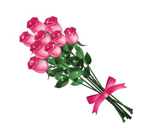 Transparent Pink Roses Bouquet PNG Clipart Picture Blue Flower