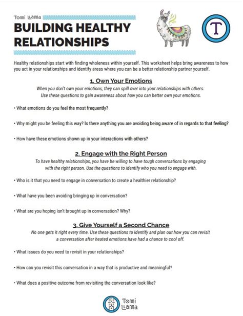 Healthy Relationships Worksheet