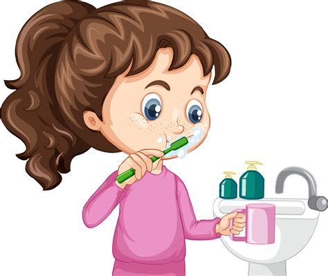 Girl Brushing Teeth Vector Art Icons And Graphics For Free Download