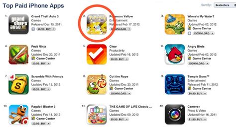 Bogus Pokémon Yellow Game Is Now Number Two On The Apple App Store