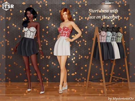 The Sims Resource Short Dress With Lace On The Corset