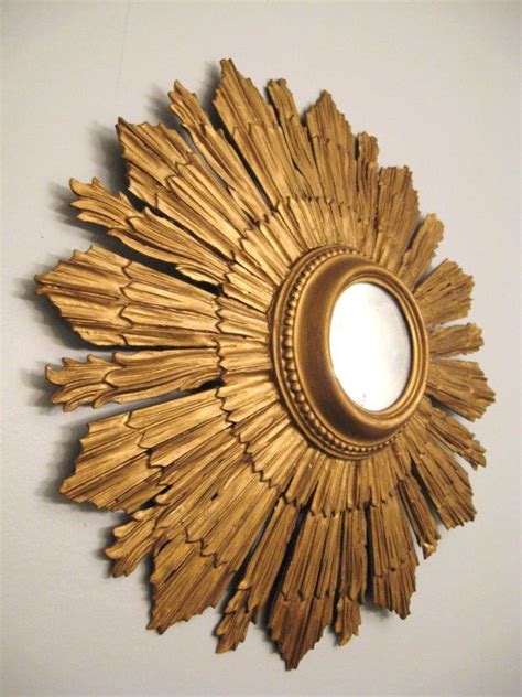 Antique Gold Sunburst Italian Convex Wall Mirror Sunburst Mirror
