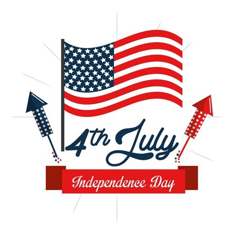 Premium Vector Independence Day With Fireworks And Flag