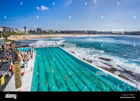 Australia New South Wales Sydney Bondi Beach View Of The Swimming