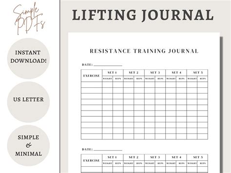 Lifting Journal Strength Training Log Weight Lifting Tracker For