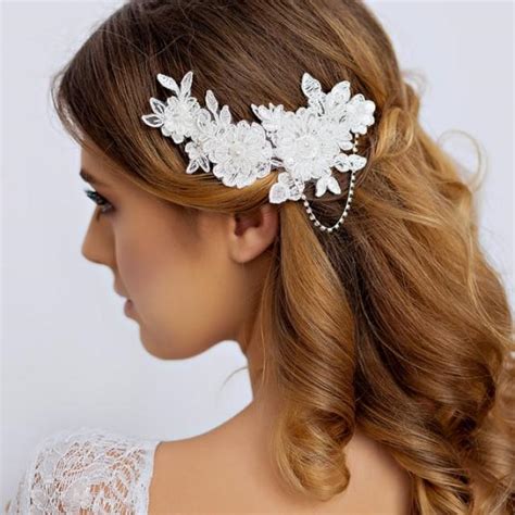 Lace Bridal Hair Piece With Rhinestone Lace Wedding Hair Piece With Rhinestone Wedding Hair