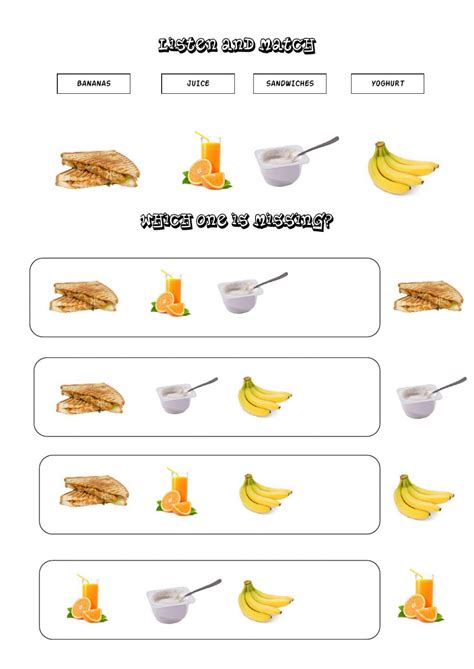 food vocabulary interactive worksheet