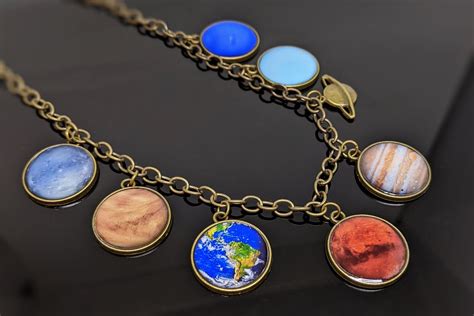 Resin Planet Necklace Space Jewelry Brass And Resin Charms Solar