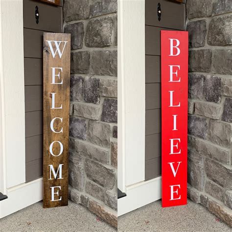 Reversible Porch Leaner Welcome And Believe Tall Wood Sign Etsy