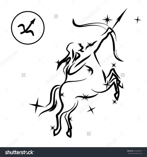 Sagittariuslovely Zodiac Sign Silhouette Formed By Stock Vector